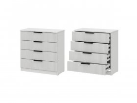 Комод 4 ящика (МДФ) Эккервуд (белый) в Купино - kupino.mebel-nsk.ru | фото
