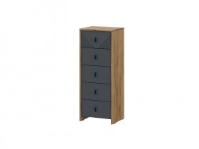 Комод 5ящ. Байкал (дуб крафт золотой/графит) в Купино - kupino.mebel-nsk.ru | фото