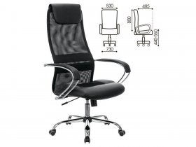 Кресло офисное BRABIX PREMIUM Stalker EX-608 CH, хром, ткань-сетка/кожзам, черное в Купино - kupino.mebel-nsk.ru | фото