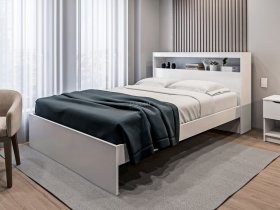 Кровать двуспальная 1,6м Бруклин СБ-3356 (белый) в Купино - kupino.mebel-nsk.ru | фото