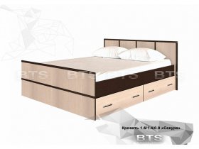 Кровать двуспальная с ящиками 1,4м Сакура (BTS) в Купино - kupino.mebel-nsk.ru | фото