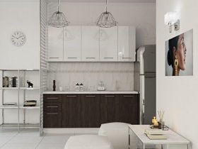 Кухонный гарнитур МДФ Выгодно и точка 2,0 м (белый глянец/ироко) в Купино - kupino.mebel-nsk.ru | фото
