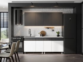 Кухонный гарнитур София (2,0м) (бланж/графит матовый) в Купино - kupino.mebel-nsk.ru | фото