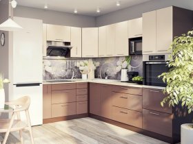 Модульная кухня Классика (ваниль/шоколад) в Купино - kupino.mebel-nsk.ru | фото