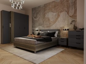 Модульная спальня Борнео (джара темная/хангва) в Купино - kupino.mebel-nsk.ru | фото