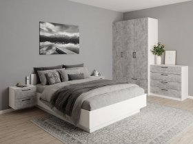 Модульная спальня Гамма (белый/цемент) в Купино - kupino.mebel-nsk.ru | фото