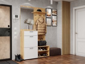 Прихожая Монтана (дуб крафт золотой/белый) в Купино - kupino.mebel-nsk.ru | фото