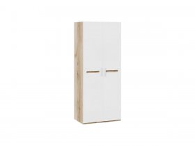 Шкаф двухстворчатый для одежды «Фьюжн» (белый глянец/дуб делано) в Купино - kupino.mebel-nsk.ru | фото
