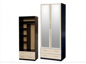 Шкаф двухстворчатый с ящиками с 2-мя зеркалами  (профиль МДФ) в Купино - kupino.mebel-nsk.ru | фото