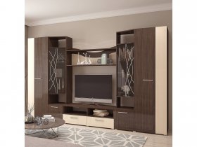 Стенка Гамма (дуб венге/дуб молочный) в Купино - kupino.mebel-nsk.ru | фото