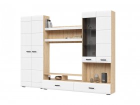 Стенка ГС-01 Либерти (дуб сонома/белый глянец) в Купино - kupino.mebel-nsk.ru | фото