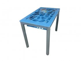 Стол обеденный В 828-2 (стекло голубое) в Купино - kupino.mebel-nsk.ru | фото