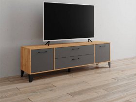 Тумба под ТВ Парус-13 (дуб крафт золотой/графит серый) в Купино - kupino.mebel-nsk.ru | фото